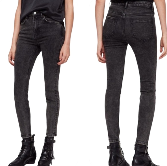 All Saints Denim - AllSaints Nyla High Rise Skinny Black Jeans 27